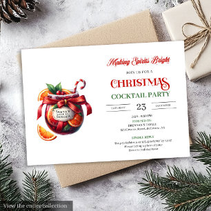 Elegante sangria kerstcocktails feestelijke uitnod kaart