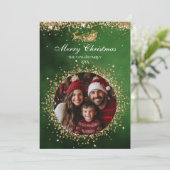 Elegante Santa Gold Glitter Kerstboom Foto Kaart (Staand voorkant)