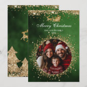 Elegante Santa Gold Glitter Kerstboom Foto Kaart (Voorkant / Achterkant)