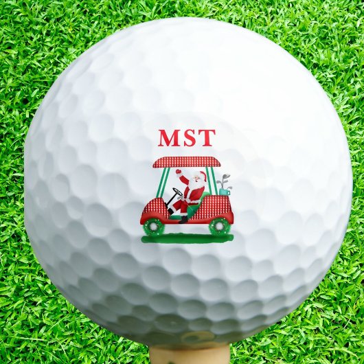 Elegante Santa Golf Kerst Monogram Golfballen