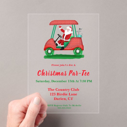 Elegante Santa Golf Kerstfeest uitnodiging (Insitu (Draagbaar))