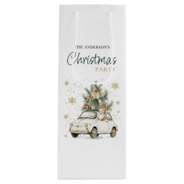 Elegante Santa kerstfeest waterverf Wijn Cadeautas