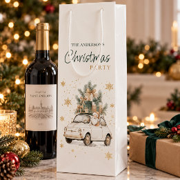 Elegante Santa kerstfeest waterverf Wijn Cadeautas