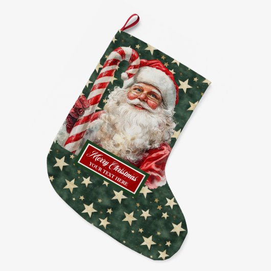 Elegante  Santa Stocking met Jouw naam Grote Kerstsok (Voorkant (Hangend))