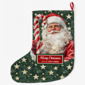 Elegante  Santa Stocking met Jouw naam Grote Kerstsok (Achterkant)