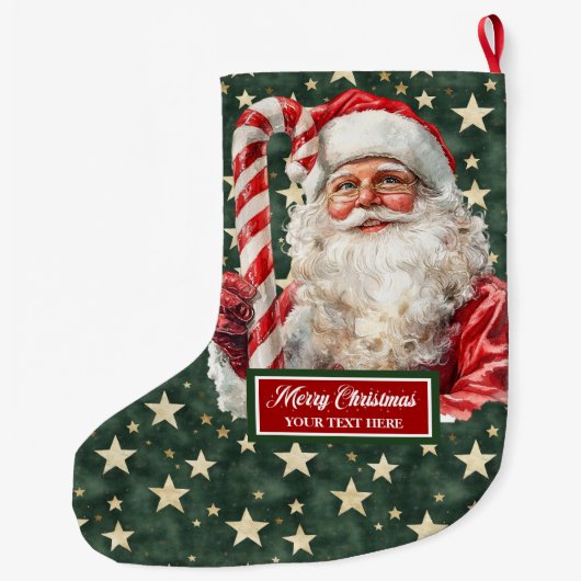 Elegante  Santa Stocking met Jouw naam Grote Kerstsok (Achterkant)