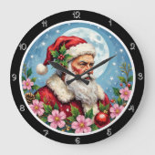 Elegante Santa Wreath met volle maan Grote Klok (Voorkant)