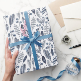 Elegante Saphirblauwe Botanicals Cadeaupapier
