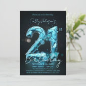 Elegante Sapphire Blue en Black 21e verjaardag Kaart (Staand voorkant)