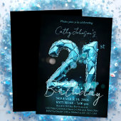 Elegante Sapphire Blue en Black 21e verjaardag Kaart