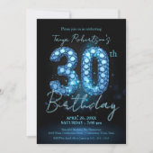 Elegante Sapphire Blue en Black 30e verjaardag Kaart (Voorkant)