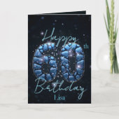 Elegante Sapphire Blue en Black 60e verjaardag Kaart (Voorkant)