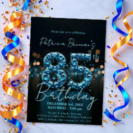 Elegante Sapphire Blue en Black 85e verjaardag Kaart