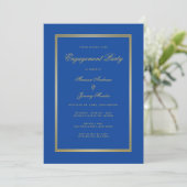 Elegante Sapphire Blue Gold Script Engagement Part Kaart (Staand voorkant)