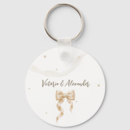 Elegante Satijnen Strik Bruiloftssleutelhanger Sleutelhanger