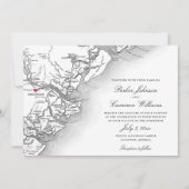 Elegante Savannah Georgia Kaart zwart wit Bruiloft (Voorkant)