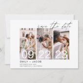 Elegante Save the Date 3 Foto Uitnodigingen (Voorkant)