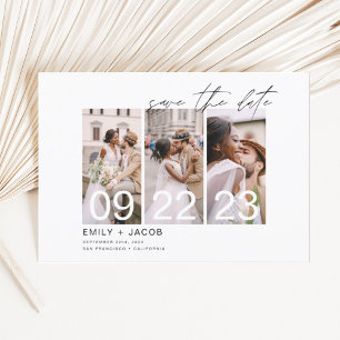 Elegante Save the Date 3 Foto Uitnodigingen