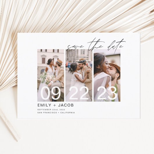 Elegante Save the Date 3 Foto Uitnodigingen