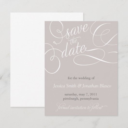 Elegante Save the Date-aankondiging Date (Voorkant / Achterkant)