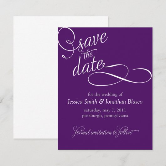 Elegante Save the Date-aankondiging Save The Date (Voorkant / Achterkant)