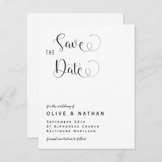 Elegante Save the Date-aankondigingssjabloon (Voorkant / Achterkant)