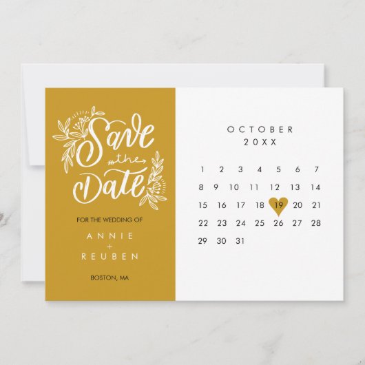 Elegante Save the Date-agenda gouden liefdeshart Kaart (Voorkant)