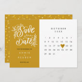 Elegante Save the Date-agenda gouden liefdeshart Kaart (Voorkant / Achterkant)