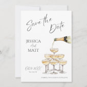 Elegante Save the Date Champagnetoren met Foto (Voorkant)