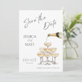 Elegante Save the Date Champagnetoren met Foto (Staand voorkant)
