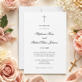 Elegante Save The Date Christelijk Kruis Kerk Kaart