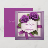 Elegante Save the Date: Een paarse rozen aangelege Date (Voorkant / Achterkant)