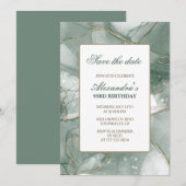 Elegante Save the date Groen 93ste verjaardag Kaart (Voorkant / Achterkant)