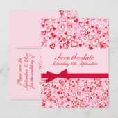 Elegante save the date harten & bogen roze kaart (Voorkant / Achterkant)
