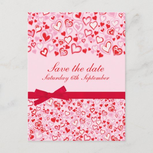 Elegante save the date harten & bogen roze kaart (Voorkant)