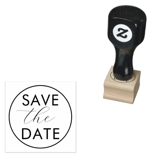Elegante 'Save the Date' houten stempel voor evene (Gestempeld)