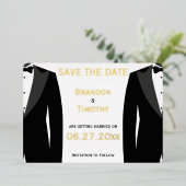 Elegante Save The Date Huwelijk Tussen Mannen Echt Folie Uitnodiging (Staand Voorkant)