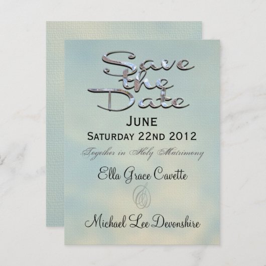 Elegante Save the Date Huwelijksherinnering Aankondigingskaart (Voorkant / Achterkant)