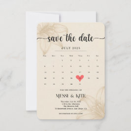 Elegante 'Save the Date'-kaart – Beige botanisch o Save The Date
