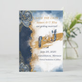 Elegante Save The Date Kaart | Hamza U Rita (Staand voorkant)