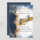 Elegante Save The Date Kaart | Hamza U Rita (Voorkant / Achterkant)