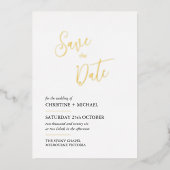 Elegante Save the Date kaart, sobere vormgeving Folie Uitnodiging (Voorkant)