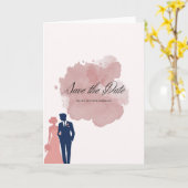Elegante Save the Date Karte im Aquarell-Stil mit Kaart (Gele Bloem)