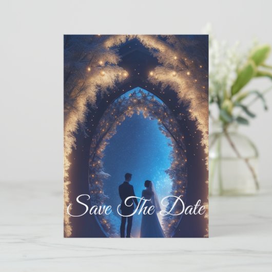 Elegante Save the Date Kerst Huwelijk Kaart (Staand voorkant)