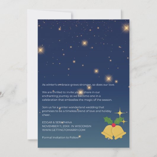 Elegante Save the Date Kerst Huwelijk Kaart (Achterkant)