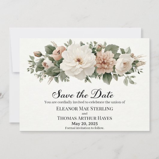 Elegante "Save the Date" met romantische waterverf Kaart (Voorkant)