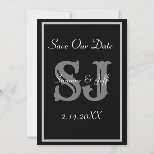 Elegante Save The Date Monogram Huwelijk  Kaart (Voorkant)