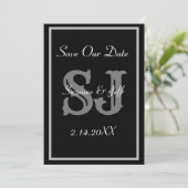 Elegante Save The Date Monogram Huwelijk  Kaart (Staand voorkant)