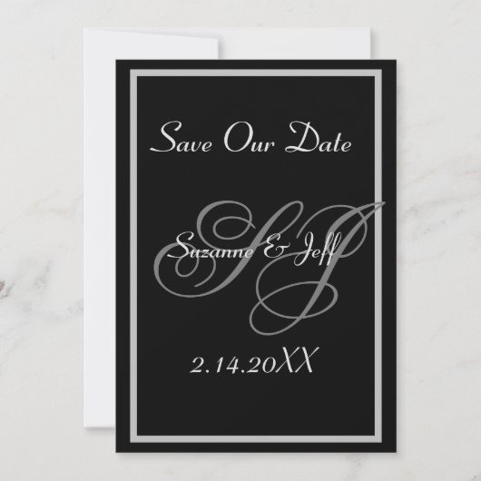 Elegante Save The Date Monogram Huwelijk Kaart (Voorkant)