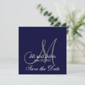 Elegante Save the Date Navy Trouw Aankondiging (Staand voorkant)